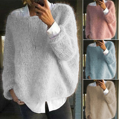 (50-85 kg) Nov ohlapen enobarvni ženski pulover za jesen in zimo