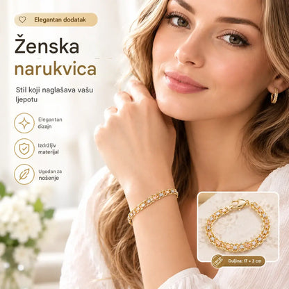 📢📢Vremenski ograničen popust 50%! ⏰ Elegantna kubanska narukvica, ženski stil: prekrasan privjesak, klasičan dizajn, udobna za nošenje💝