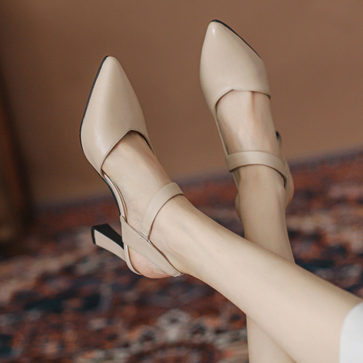 ✨✨【35-40】Elegantne cipele s debelom petom i špicastim vrhom od mekane kože