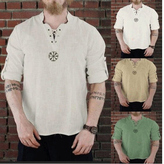 Muška modna pamučno-lanena košulja dugih rukava