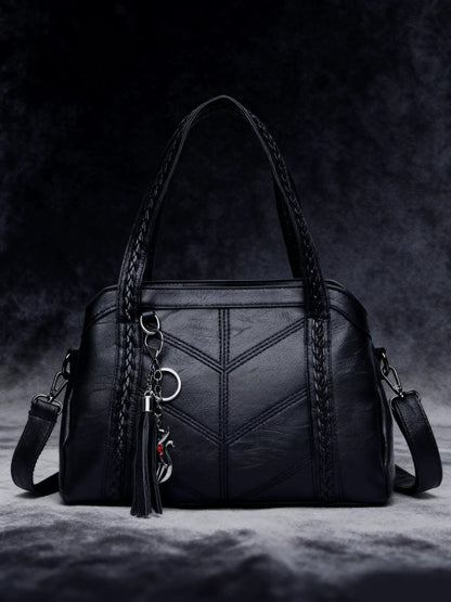 👜💟【50% DE DESCUENTO】Bolso de mano de cuero suave, gran capacidad, tres compartimentos, resistente al agua y a los arañazos.