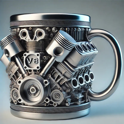 🎁☕Ceașcă de cafea din oțel inoxidabil Creative Engine V6V8