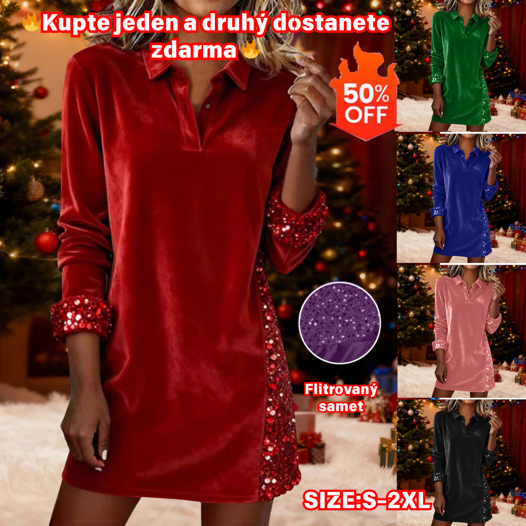 🔥🔥【S-2XL】Svestrana i elegantna baršunasta haljina sa šljokičastim uzorkom