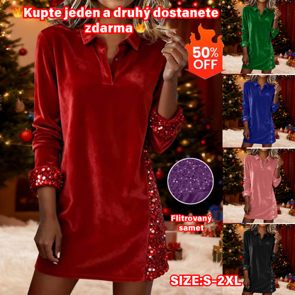 🔥🔥【S-2XL】Svestrana i elegantna baršunasta haljina sa šljokičastim uzorkom