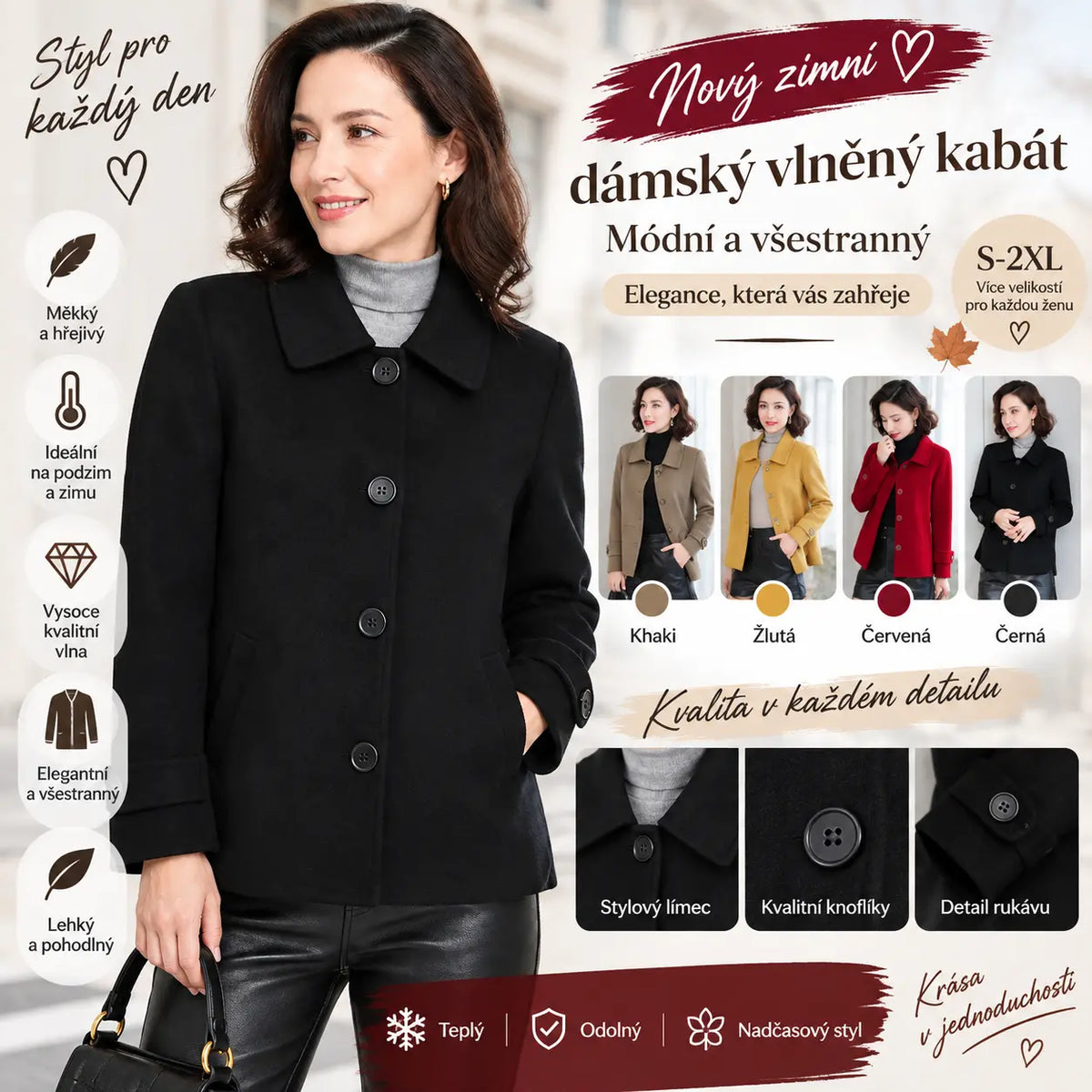 💕【S-2XL】 Novi ležerni ženski vuneni kaput – moderan i svestran