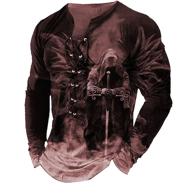 🦁🦁2025 Męski, swobodny T-shirt z długim rękawem i nadrukiem 3D
