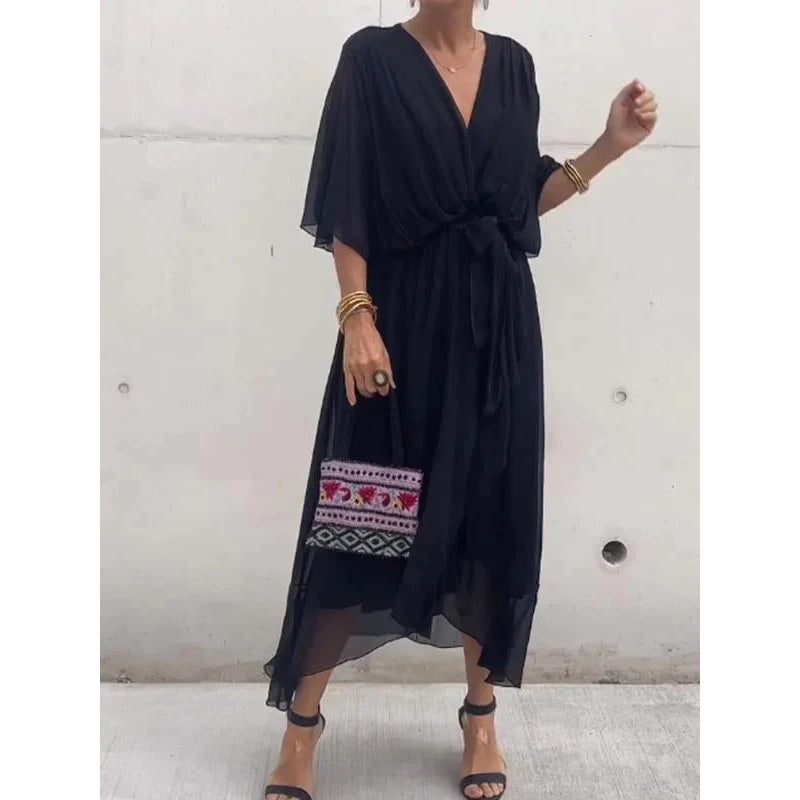 💟【S-5XL】👗Višebojna haljina od šifona s šišmiš rukavima