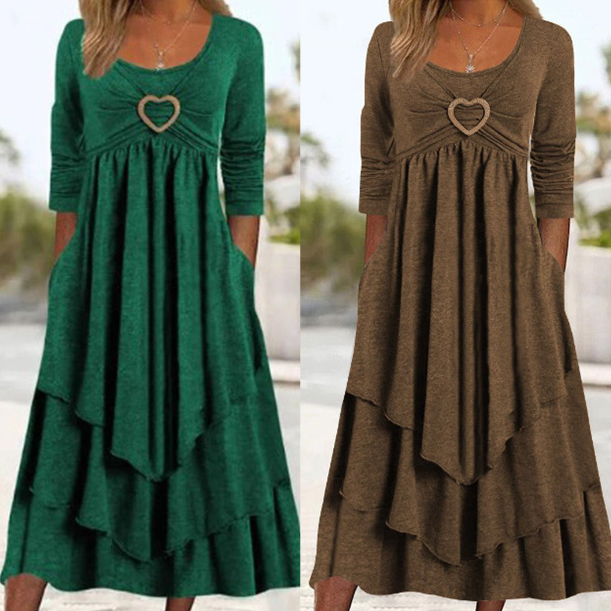 【S-3XL】Vruća rasprodaja, nova haljina , jednobojna, ležerna, ljubavna dekoracija do struka