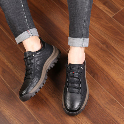 nuevos zapatos de cuero auténtico para hombre con estilo invernal; excepcionalmente cómodos.