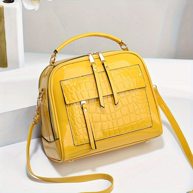 🔥👜Nowa elegancka torebka damska w stylu retro ze skóry krokodyla ze skóry lakierowanej