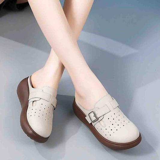 ✨【Rebajas de verano】【Tallas 35-40】Nuevas sandalias de piel para mujer, hechas a mano y con suela gruesa y suave; diseñadas para evitar la fatiga al caminar.