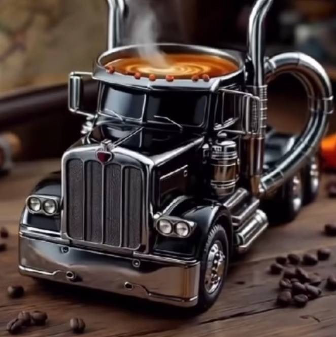 🚛Ručno izrađena šalica za kavu modela kamiona s poluprikolicom