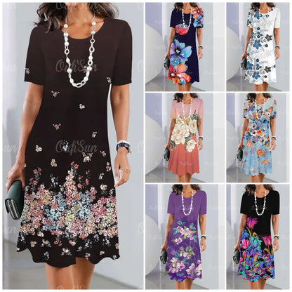 👗【S-5XL】Ženska haljina s okruglim izrezom i printom