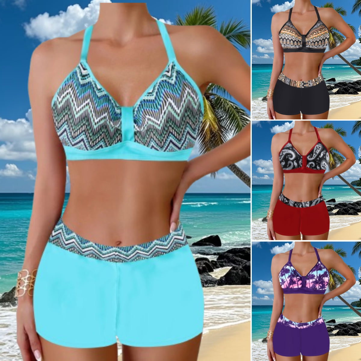 🏖️【S-5XL】Komplet kupaćih kostima s printom za odmor na plaži 2026, brzosušeće, udobne i prozračne👙