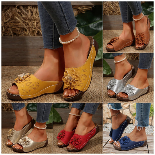 🔥🎀【36-43】Nove moderne ženske sandale s cvjetnim uzorkom na platformu, mekano dno za apsorpciju udaraca, udobno hodanje bez umora