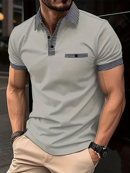 💥Promocja na 2025 rok💥👔【S-3XL】Letnia męska bluza polo z guzikami i blokiem kolorów