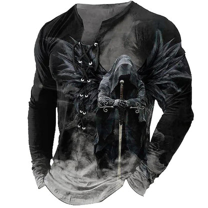🦁🦁2025 Męski, swobodny T-shirt z długim rękawem i nadrukiem 3D