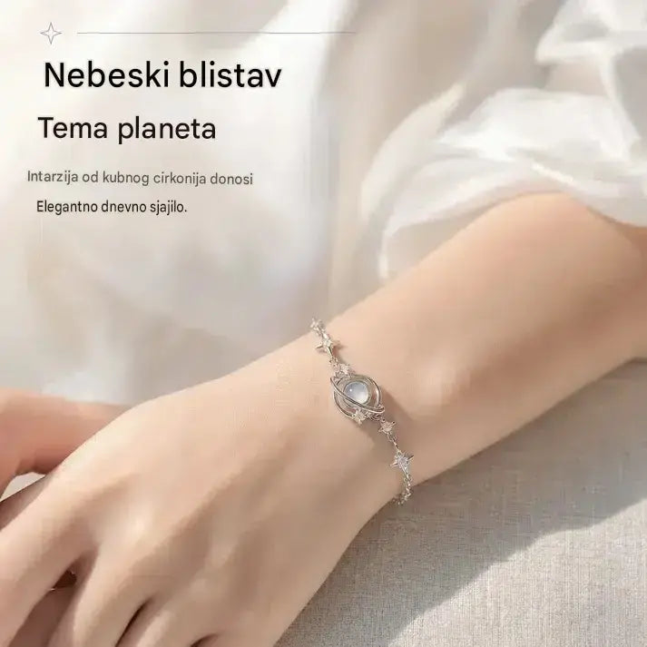 ✨【Kupite 1, dobijte 1 gratis】💥 Narukvica od srebra (S925) s motivom „međuzvjezdanog prostora”. Hipoalergena je i nježna prema koži – divan poklon za žene i djevojke. 🪐
