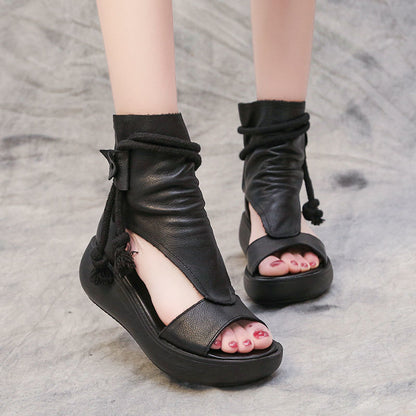 🔥【Reducere limitată de 50%】🤩✨【35-40】 Sandale din piele moale cu gura de pește, la modă nouă, cu talpă groasă
