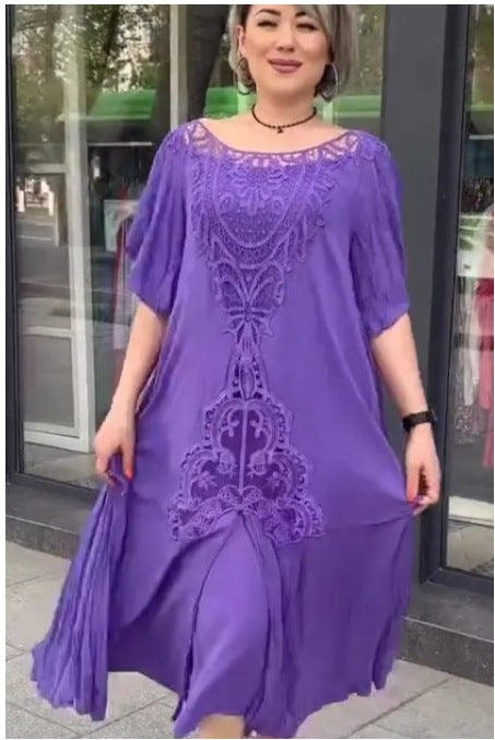 👗2025 Rochie largi de marime mare pentru femei brodate din dantela [S-5XL]