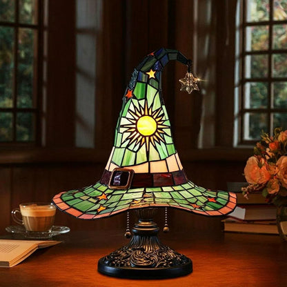 🔮💡Stolna lampa u retro stilu s šarenim smolastim šeširom za vještice, izvrstan predmet za uređenje doma