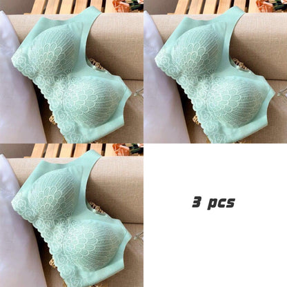 💖👙【M-4XL】🌹🛒【Set od 3 komada】2025. Novi poboljšani udoban čipkani grudnjak u velikim veličinama. (Bešavne, oblikujuće, s antiskliznim naramenicama)