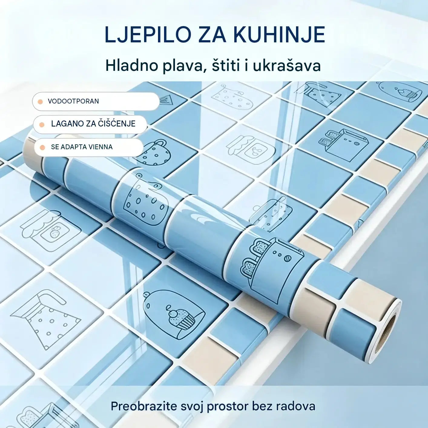 Naljepnice otporne na ulje za kuhinju, vodootporne samoljepljive tapete, zaštitne za radne ploče.