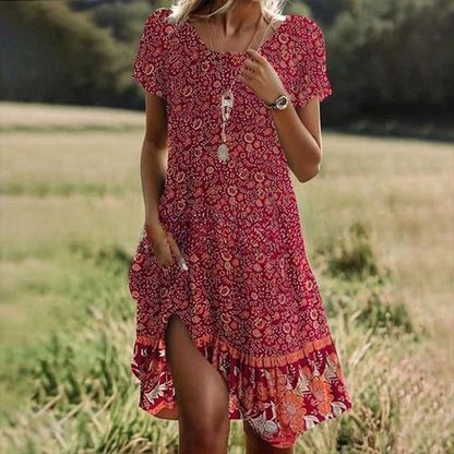 💖【S-3XL】👗2026 Nova ljetna ležerna haljina s okruglim izrezom i printom