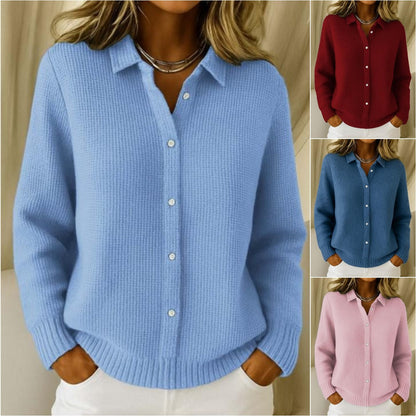 (S-2XL)Ženski enobarvni pulover s kardiganom , ohlapno in sproščeno