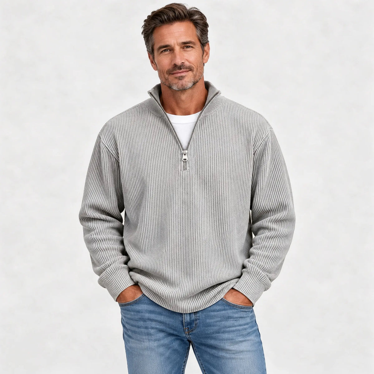 Nueva sudadera para hombre con cuello alzado, otoño/invierno