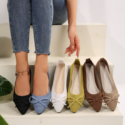 💖【36-43】Elegantne pletene balerinke za žene, ukrašene mašnom