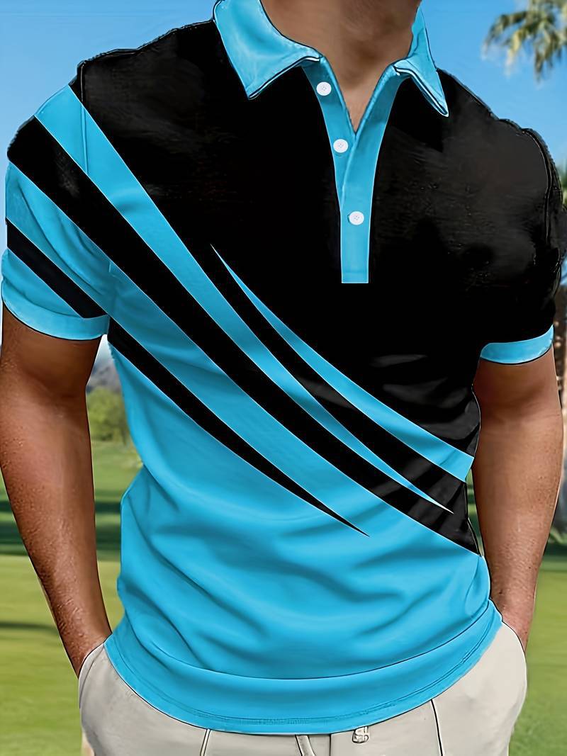 🔥 NOVI TREND! [S-6XL] Muška uska 3D prugasta polo majica | Osnovni ležeran stil ⚡