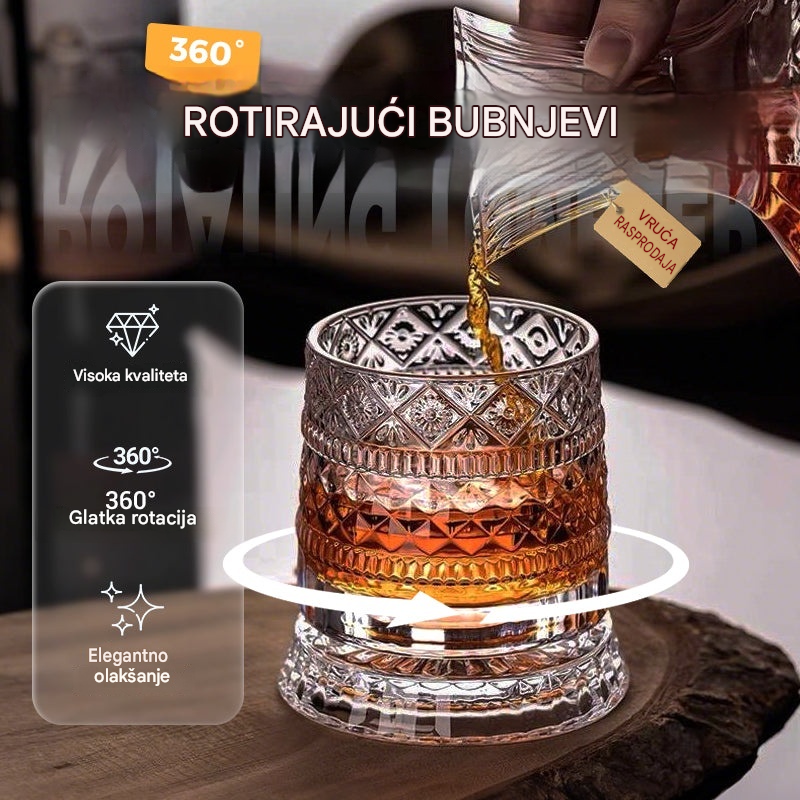 🥛💎Kristalna čaša za vino s bazom koja se okreće za 360 stupnjeva