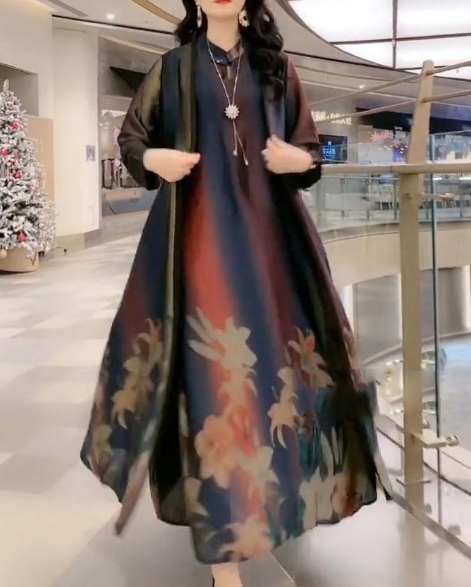 🔥👗【Sukienka + kardigan】【42-90 kg】Wiosna 2025 Dwuczęściowa sukienka koszulowa z szyfonu Lekka i wszechstronna