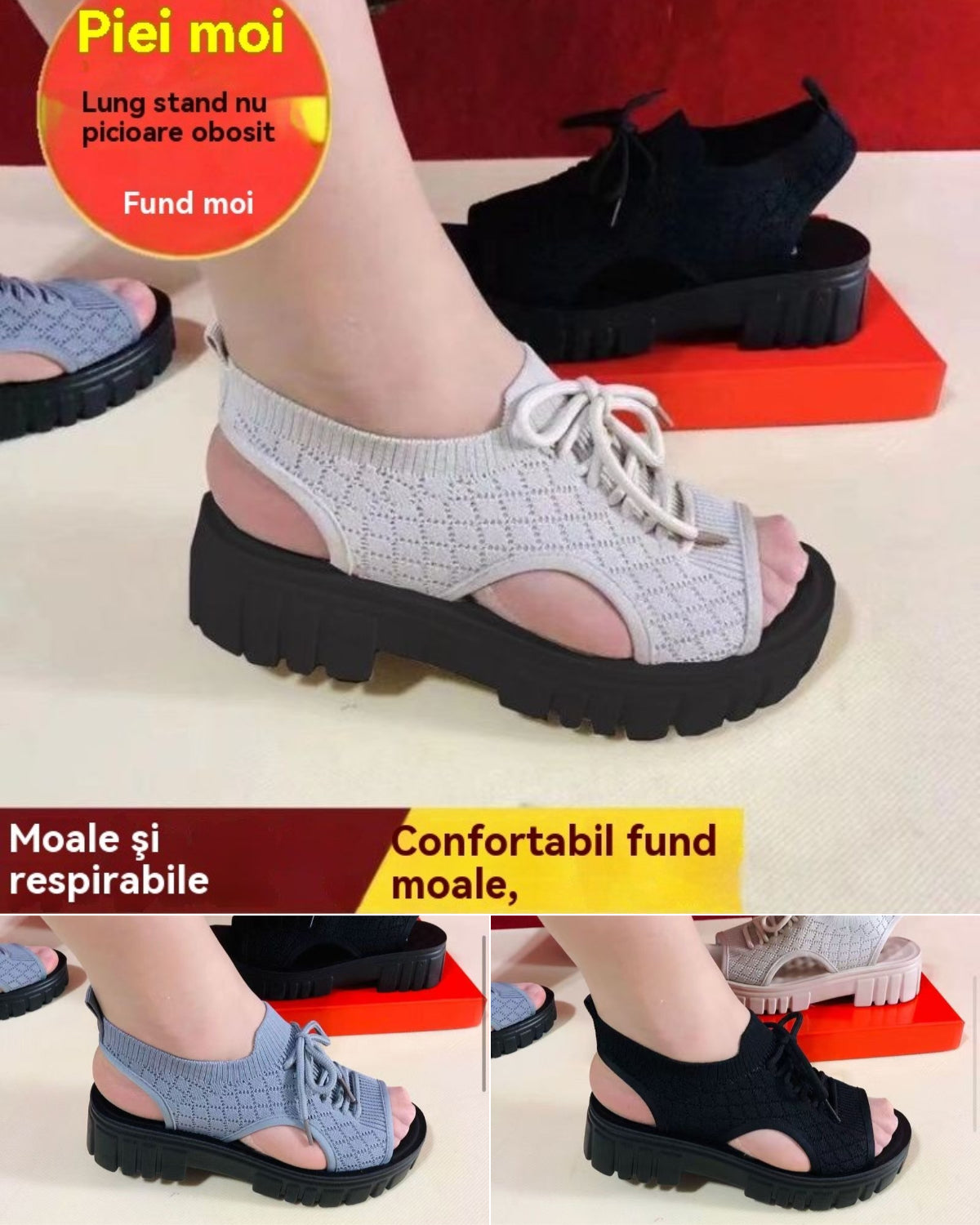 🎉👟【35-40】Sandale sport din țesătură cu muscă cu platformă în stil nou pentru femei