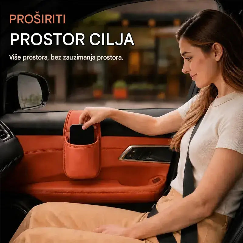 🚗 Dodatni prostor i red u automobilu! Kožni držač za vrata automobila / držač za čaše i telefon (Jednostavna montaža na prozor / 1+1 GRATIS ponuda)!