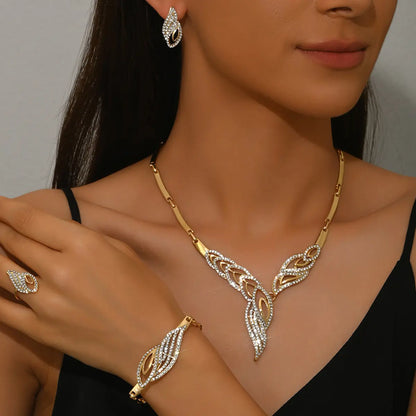 💖🔥【Anillo + Pulsera + Pendientes + Collar】✨ Conjunto de joyas de estilo bohemio, creativo y único, minimalista.