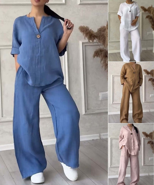 🔥🥋【S-5XL】【Majica + Hlače】Lagan, elegantan i udoban ženski set, dostupan u više boja