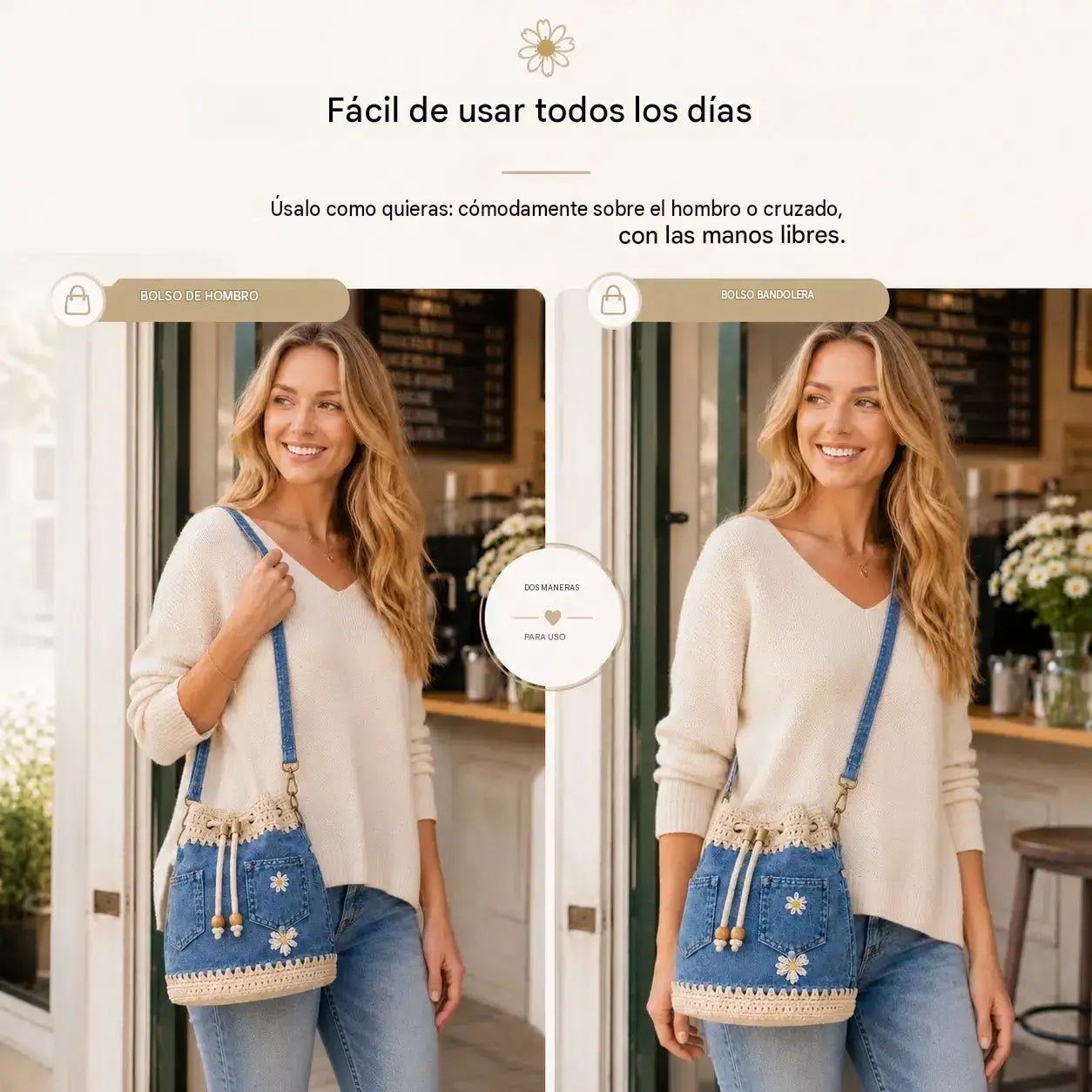 Bolso de mezclilla trenzada estilo boho que complementará cualquier atuendo ✨