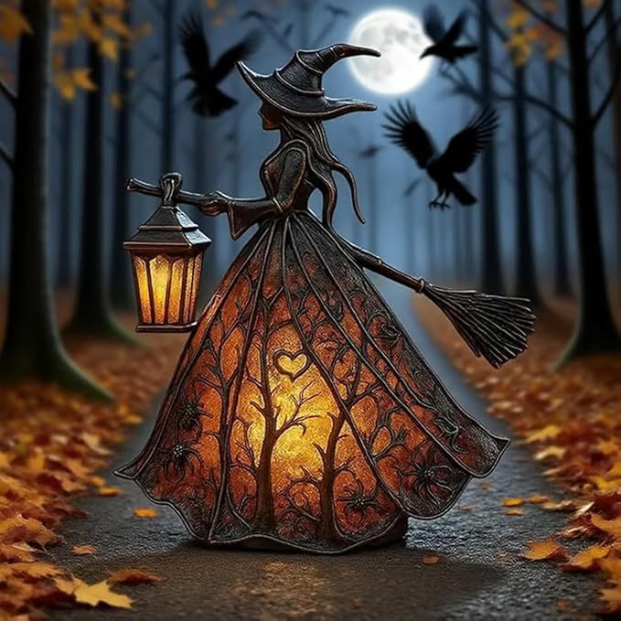 🧙‍‍♀️ Lampa czarownicy na Halloween, dekoracja domu w stylu gotyckiej czarownicy, spersonalizowana lampka nocna