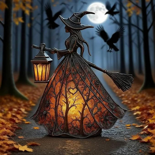 🧙‍‍♀️ Lampa czarownicy na Halloween, dekoracja domu w stylu gotyckiej czarownicy, spersonalizowana lampka nocna