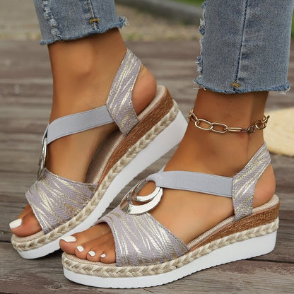 【36-43】Sandale de vară noi la modă cu toc plat, mărime mare, cu talpă groasă