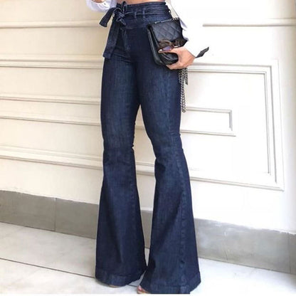 👖Noii blugi cu talie înaltă, micro elastici, cu picioare largi