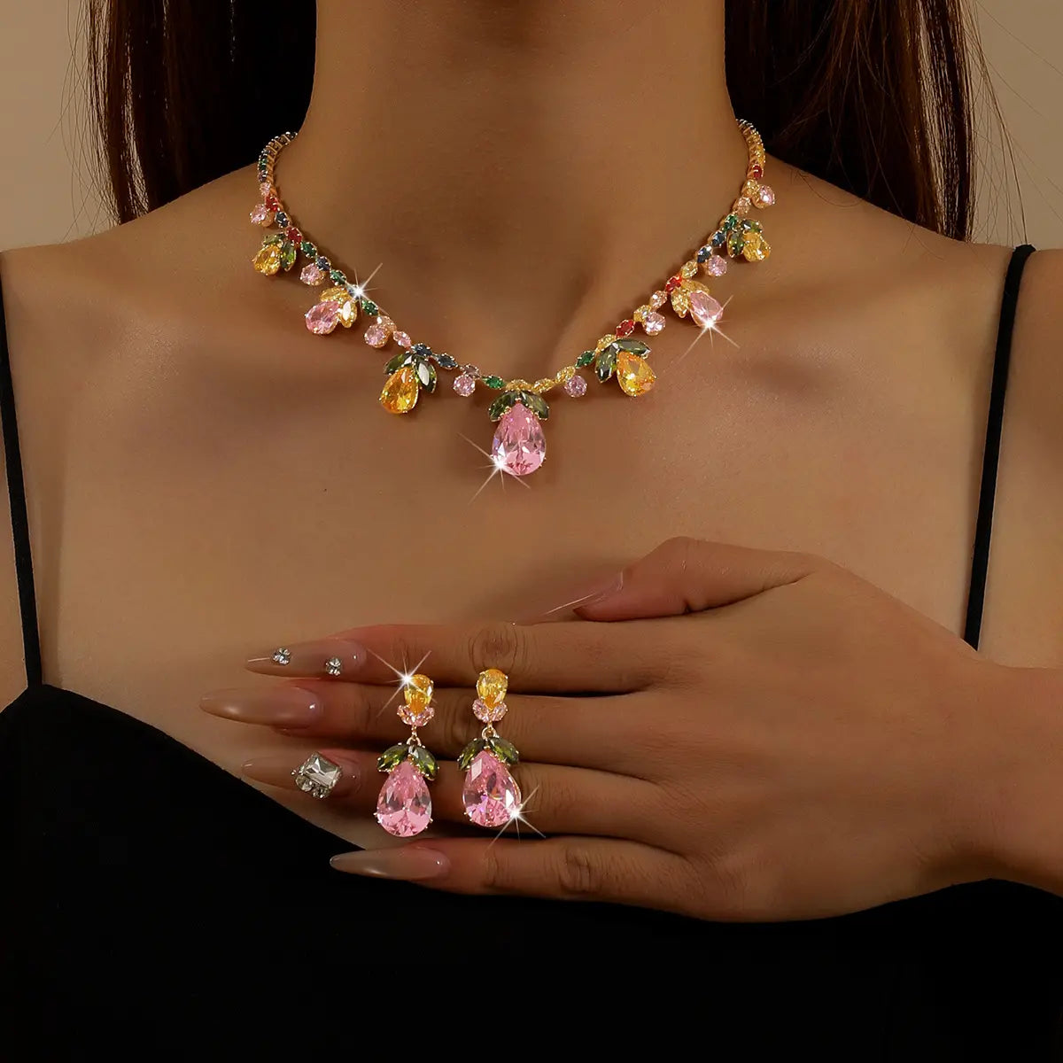 🌷👑Elegantni set ogrlice i naušnica s tulipanima