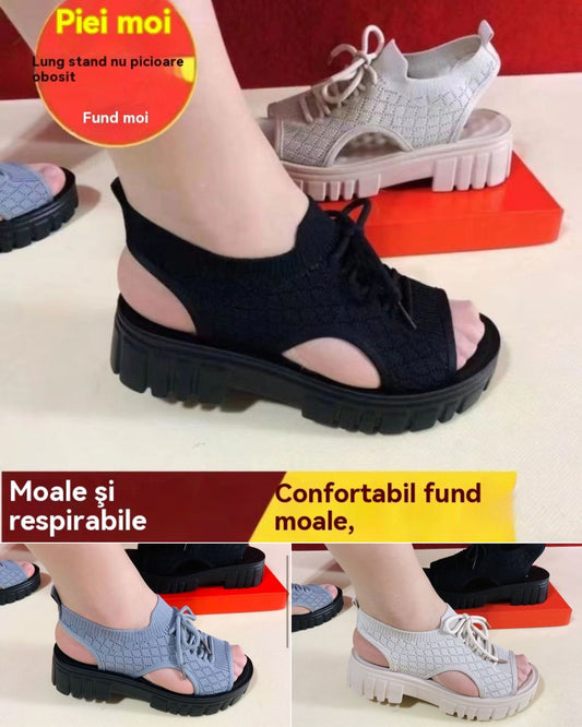 🎉👟【35-40】Sandale sport din țesătură cu muscă cu platformă în stil nou pentru femei