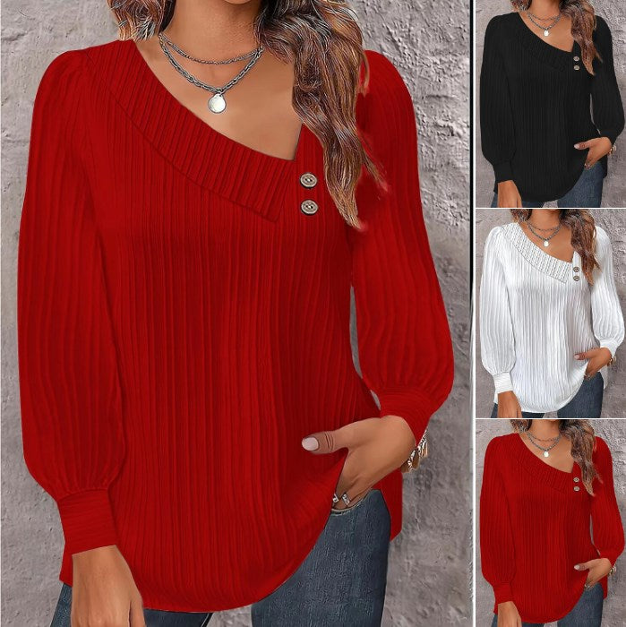 💗【Časovno omejen popust】【S-2XL】Jesenska ženska enobarvna srajca z dolgimi rokavi in gumbi za leto 2025