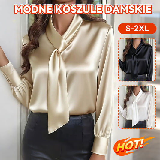 🔥【S-2XL】Jesenska enobarvna modna majica z dolgimi rokavi s trakom