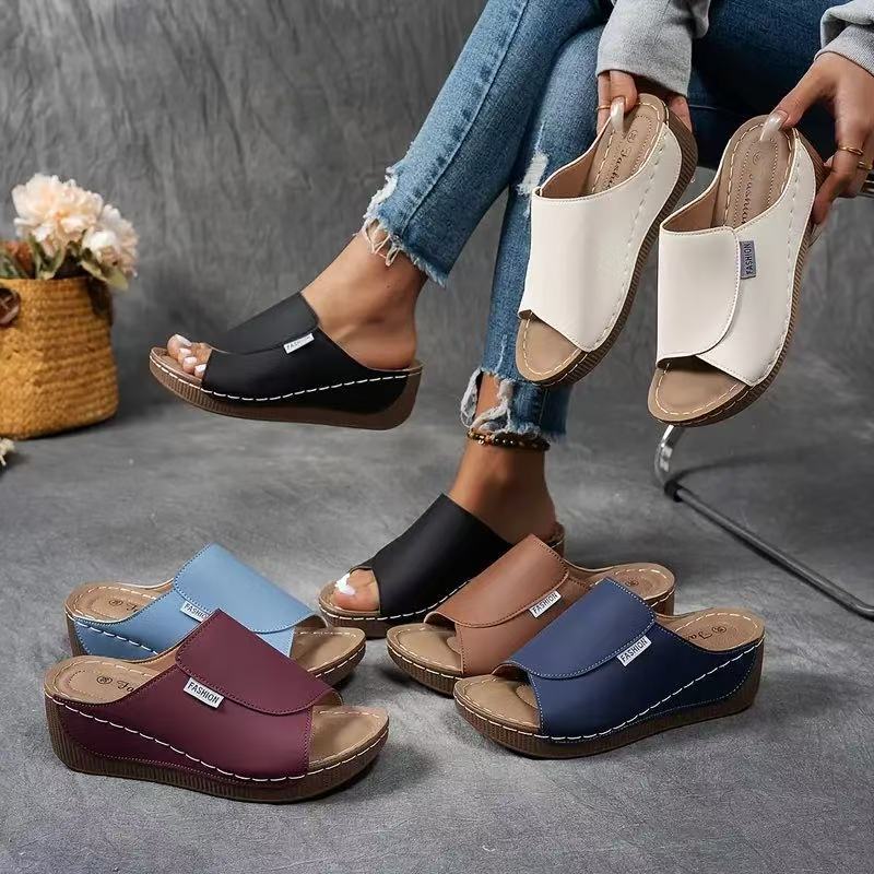 🔥👡【36-43】Sandalias de mujer modernas fabricadas en piel auténtica con suela suave y gruesa del año 2025.