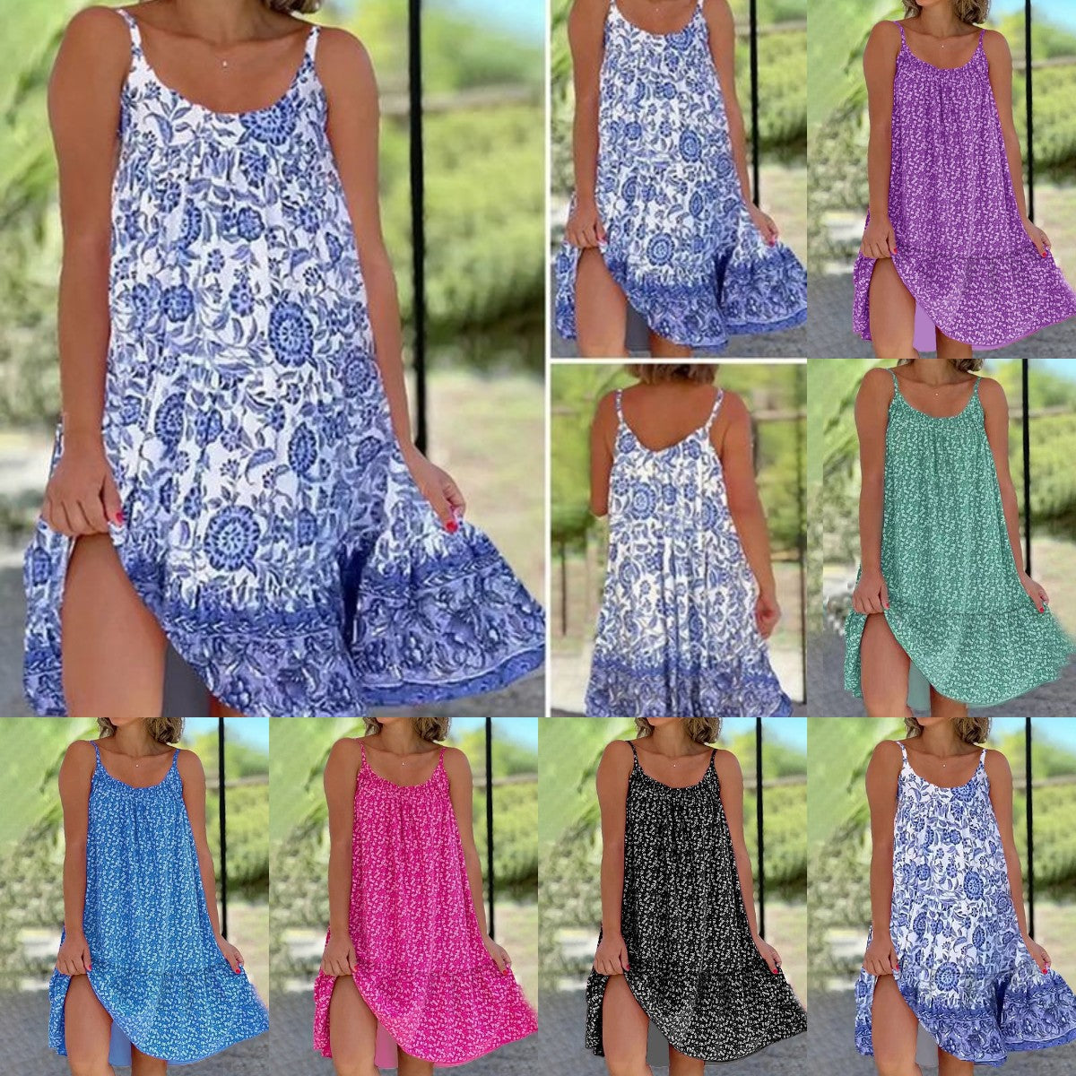 👗👗[S-5XL] 🥰2025 Ležerna i udobna haljina s cvjetnim uzorkom na kamisol