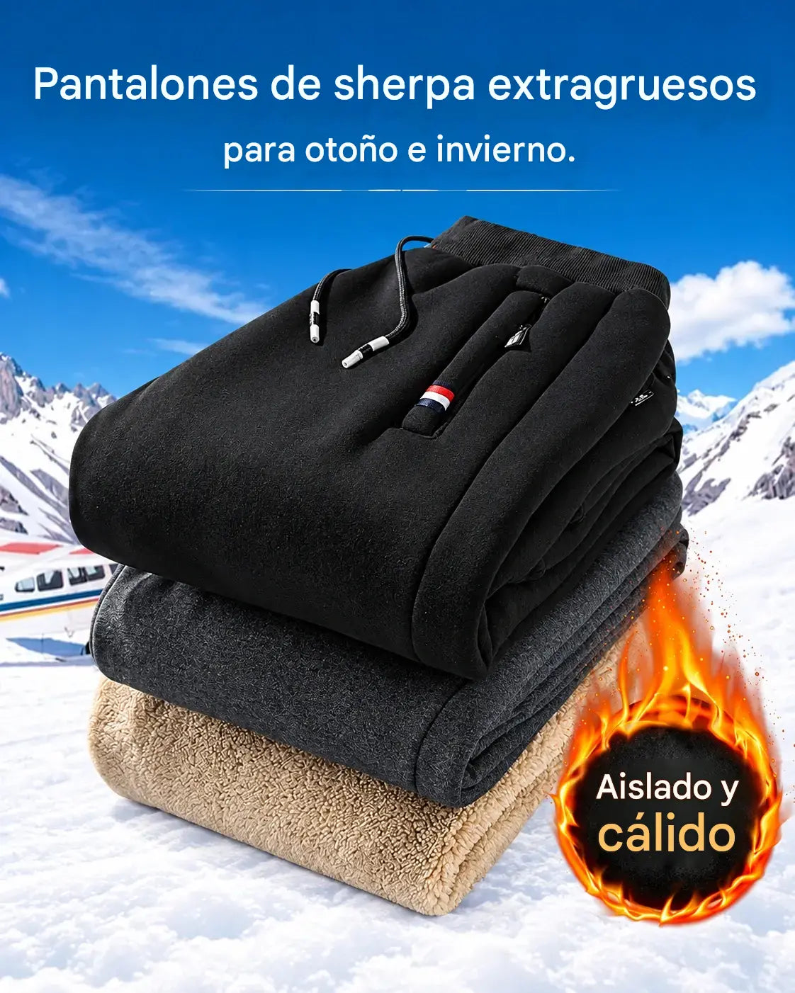 【M–5XL】Pantalones de chándal de invierno para hombre con grueso forro de sherpa – cálidos y cómodos (40–100 kg)